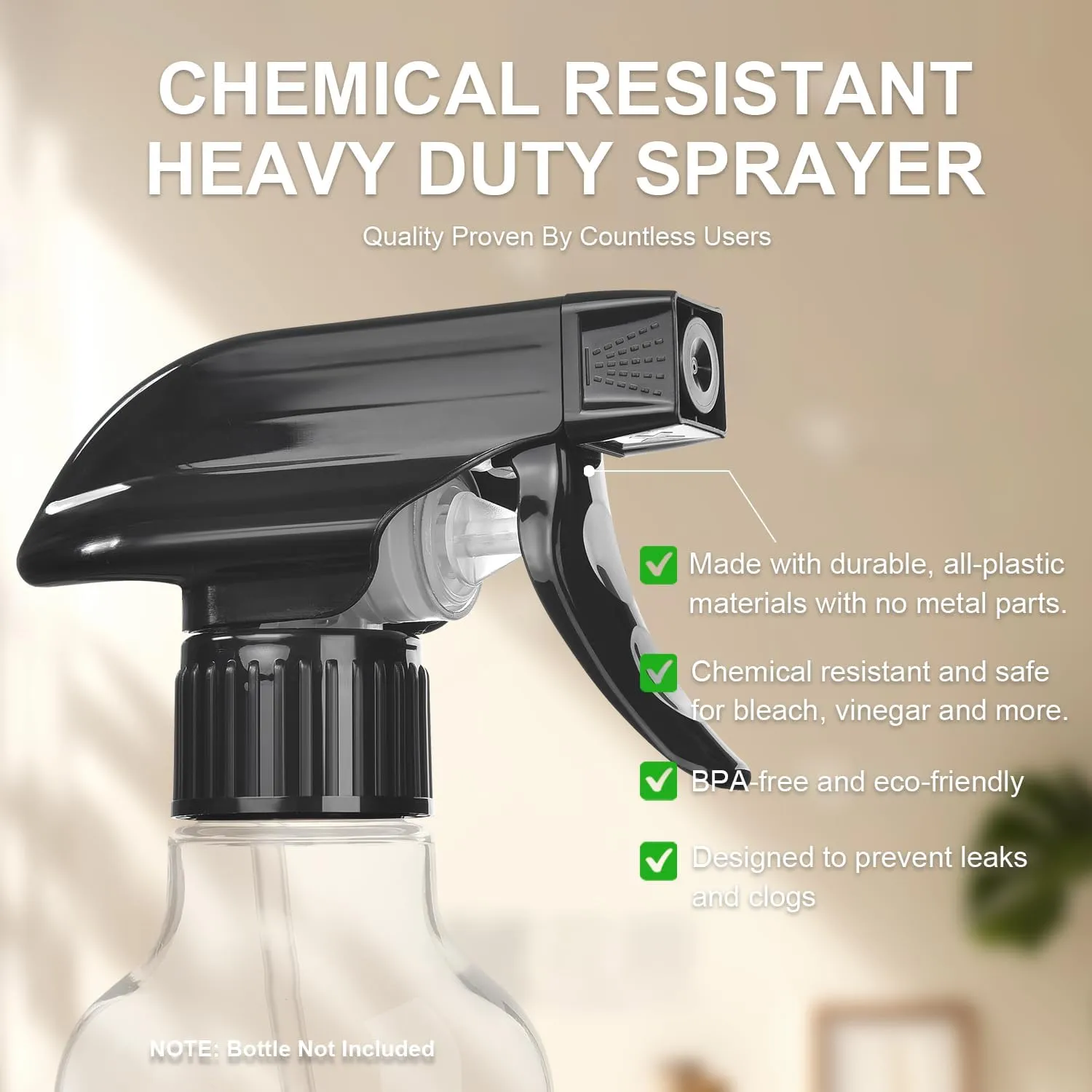 6 Pack Spray Bottle Nozzle Replacement, Universal Spray Tops, Mist & Stream Sprayer for 16oz 24oz 32oz Bottles, Mister Head Part w/ 10.2 Inch Tube for Cleaning Solutions, Plants, Hair, Essential Oils