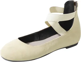 Aniywn Womens Ballet Flats Elastic Ankle Strap Shoes Slip On Loafers Round Toe Comfortable Work Shoes for Women