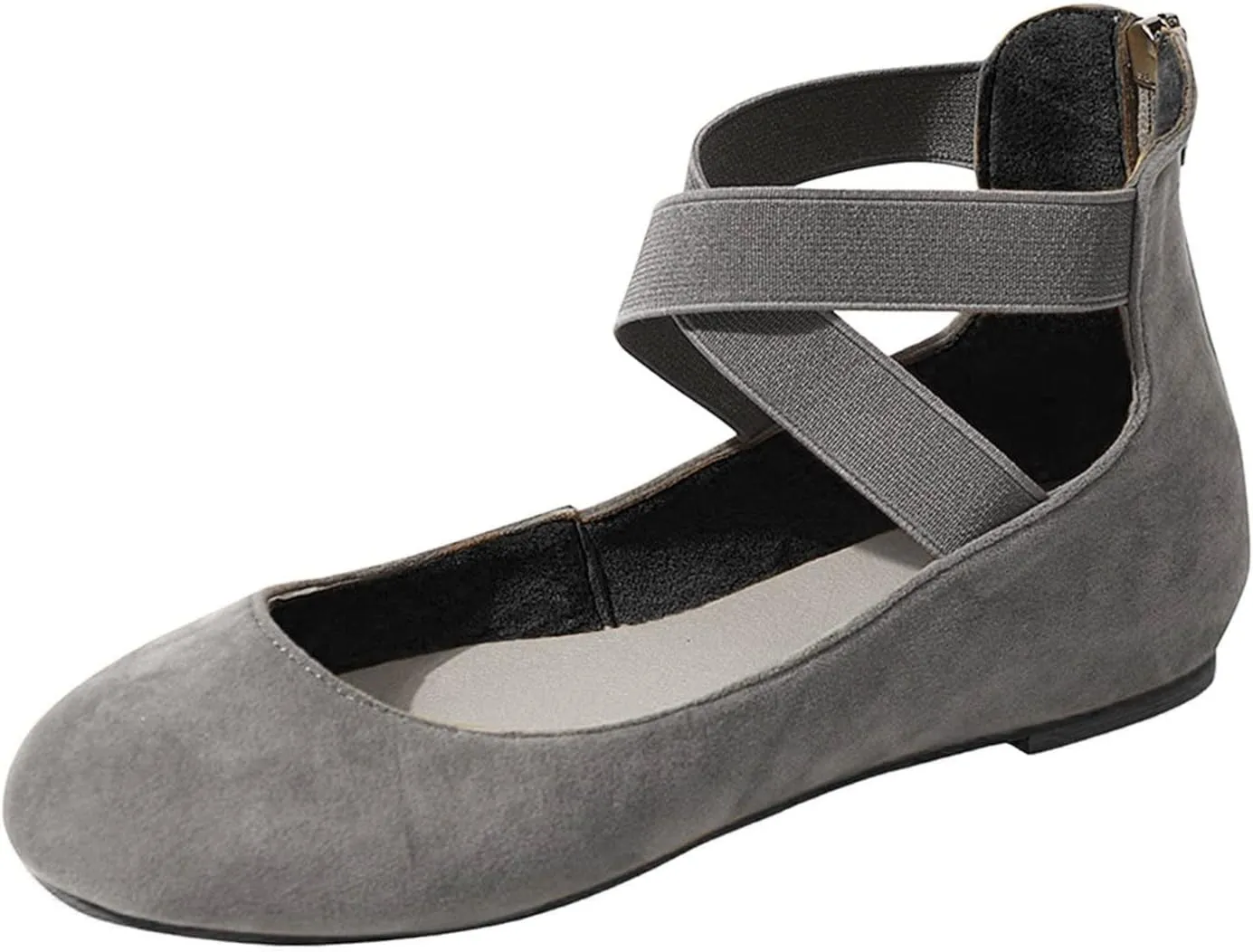 Aniywn Womens Ballet Flats Elastic Ankle Strap Shoes Slip On Loafers Round Toe Comfortable Work Shoes for Women