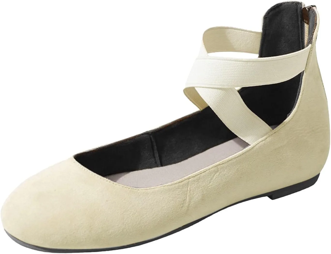 Aniywn Womens Ballet Flats Elastic Ankle Strap Shoes Slip On Loafers Round Toe Comfortable Work Shoes for Women