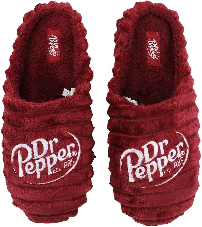 Bioworld Dr Pepper Logo Adult Red Scuff Slippers