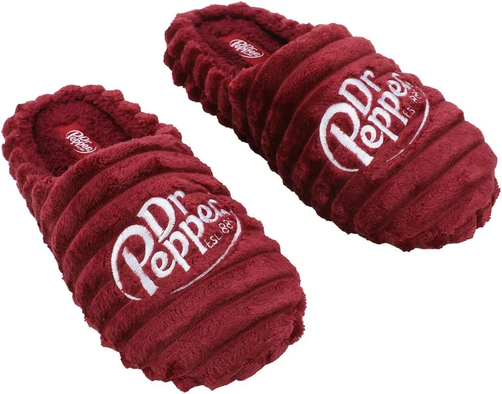 Bioworld Dr Pepper Logo Adult Red Scuff Slippers