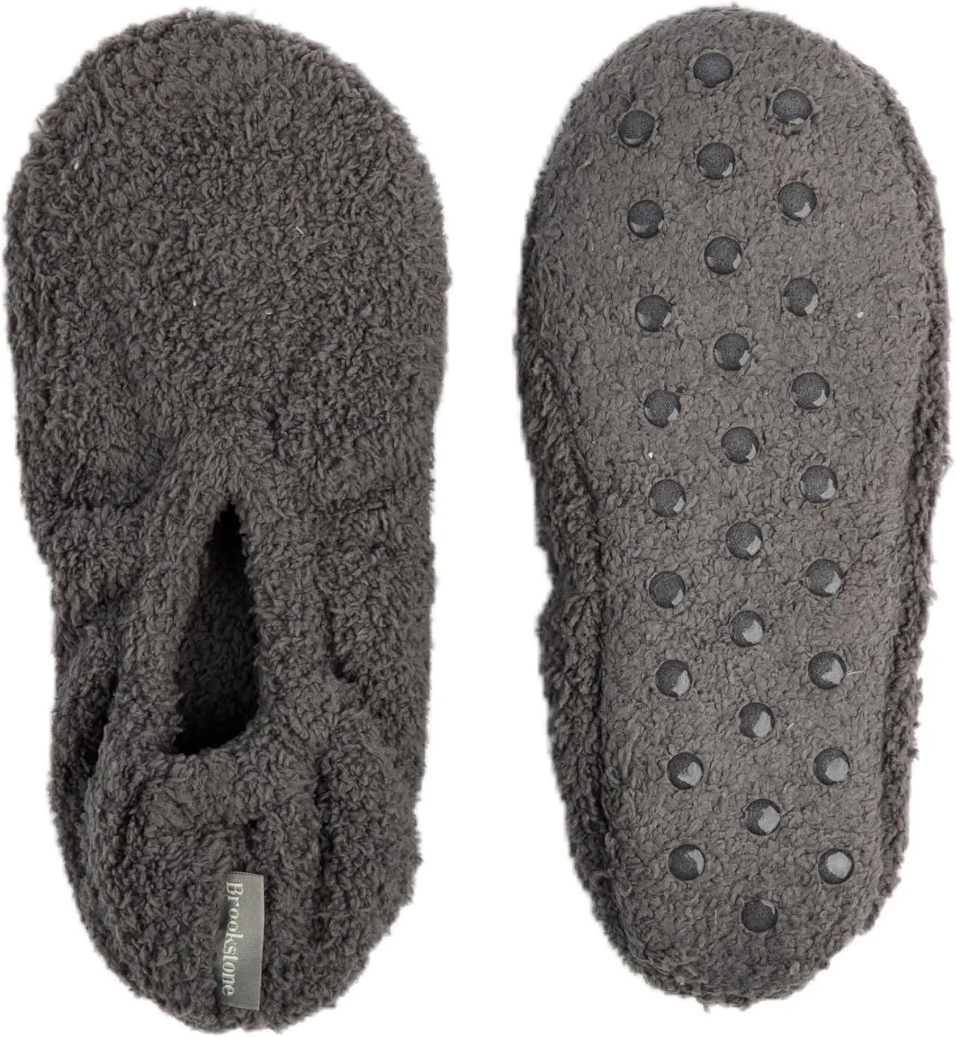 Brookstone Plush Footies - Slippers with Memory Foam Insole - Ultra-Soft Sherpa Footies for Indoor Wear, Non-Skid Sole, One-Size-Fits-Most, Machine Washable Slippers for Women