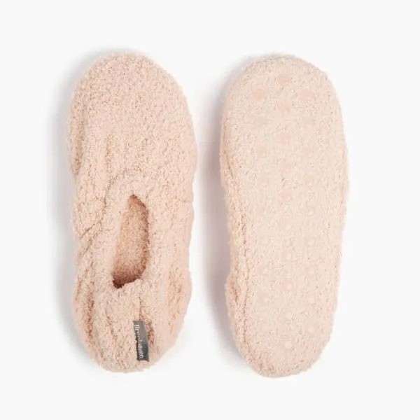 Brookstone Plush Footies - Slippers with Memory Foam Insole - Ultra-Soft Sherpa Footies for Indoor Wear, Non-Skid Sole, One-Size-Fits-Most, Machine Washable Slippers for Women