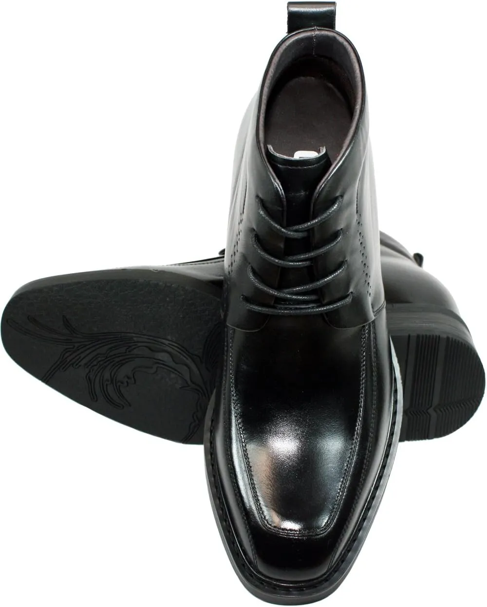 Calden Men's Invisible Height Increasing Elevator Shoes - Black Leather Lace-up Dress Formal Ankle Boots - 3 Inches Taller - K28801 - Size 8 D(M) US