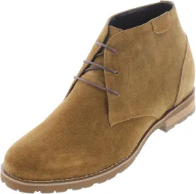 CALTO Men's Invisible Height Increasing Elevator Shoes - Khaki Tan Nubuck Leather Lace-up High-top Chukka Style Dress Boots - 3 Inches Taller - T65561 - Size 7.5 D(M) US
