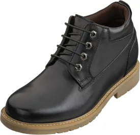 CALTO Men's Invisible Height Increasing Elevator Shoes - Leather Lace-up Round-Toe Work Boots - 3.2 Inches Taller