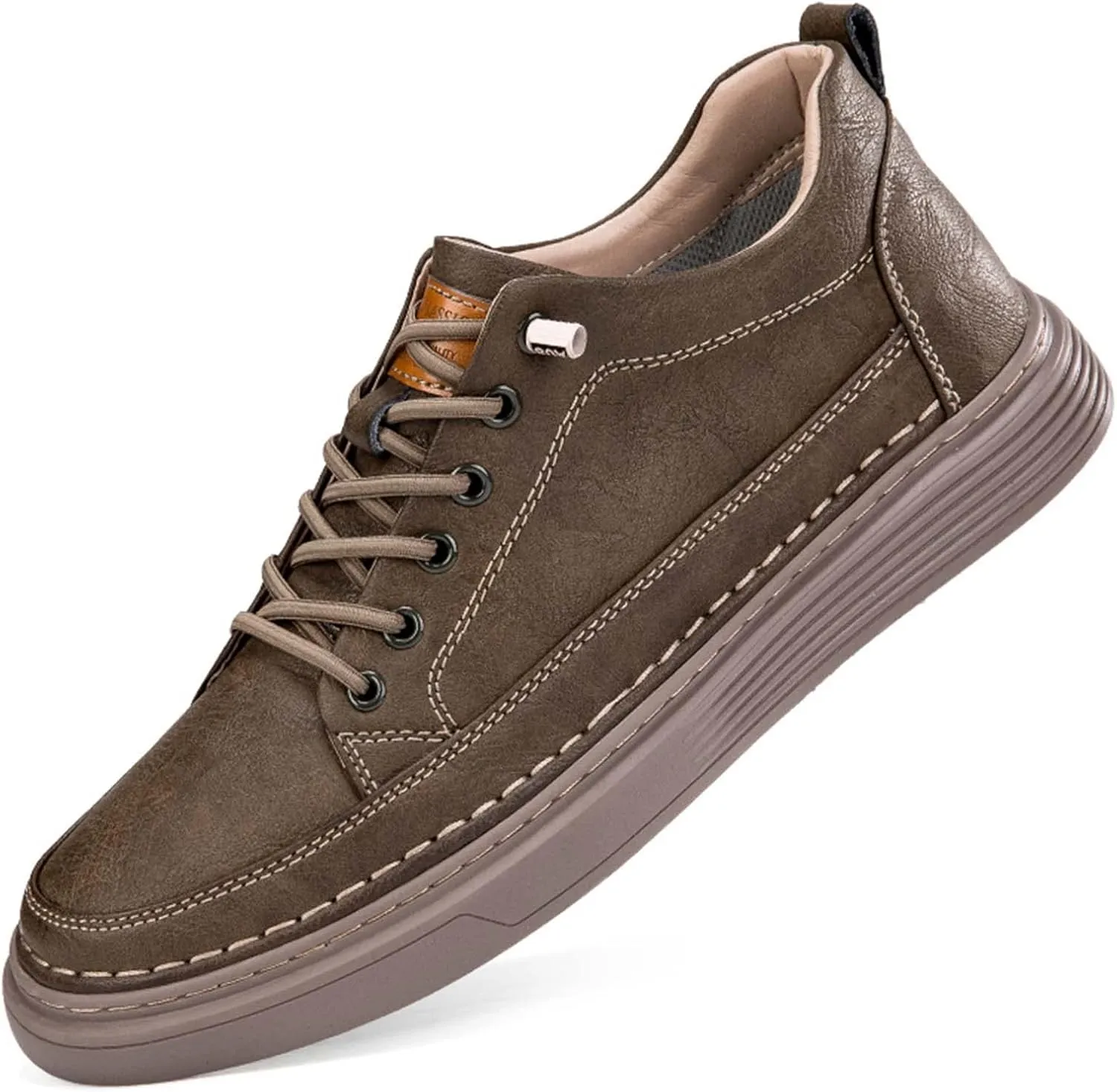 CERYTHRINA Elevator Shoes for Men - Height Increasing Sneakers, 2.5 Inches Taller, Leather Casual Shoes with Height Increase Insoles