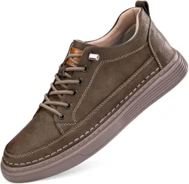 CERYTHRINA Elevator Shoes for Men - Height Increasing Sneakers, 2.5 Inches Taller, Leather Casual Shoes with Height Increase Insoles