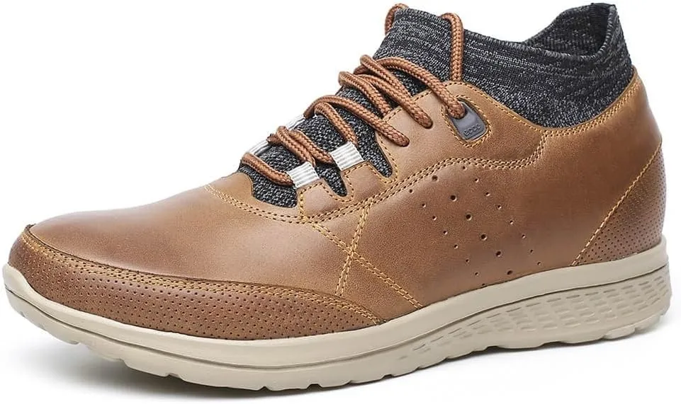 CHAMARIPA Men's Invisible Height Increasing Elevator Sneakers, Casual Fashion Hidden Heel Knit Shoes - Stylish, Comfortable, and Breathable 2.36"/ 2.76"/ 3.15" Inches Taller Handcrafted