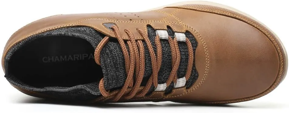 CHAMARIPA Men's Invisible Height Increasing Elevator Sneakers, Casual Fashion Hidden Heel Knit Shoes - Stylish, Comfortable, and Breathable 2.36"/ 2.76"/ 3.15" Inches Taller Handcrafted