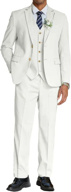 COOFANDY Men's 3 Piece Linen Suits Casual Lightweight Blazer Jackets Vest Pants Set for Wedding Business Prom