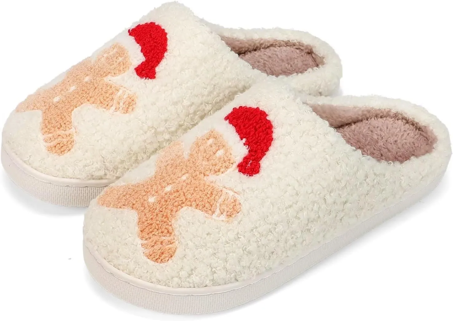 Fuzzy House Slippers for Women Smiley Face - Christmas Cozy Memory Foam Woman Slipper Indoor and Outdoor Winter Bedroom Shoes