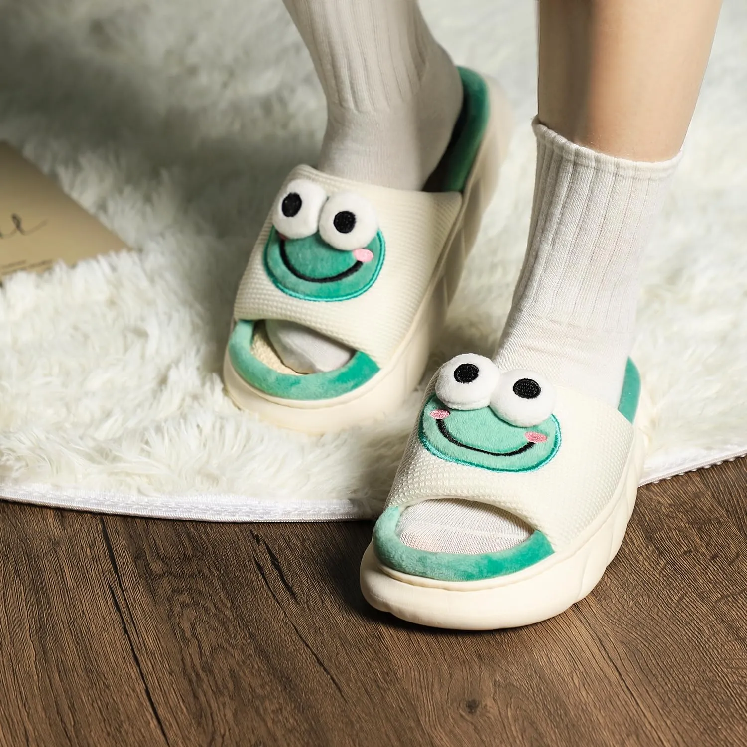 Gaolinci Cartoon Animal Shape Slippers, Womens Four Seasons Home Linen Slippers