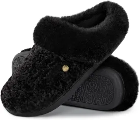 HomeTop Women's Comfy Clog Slippers Soft Warm Non-slip Indoor House Shoes with Fuzzy Collar