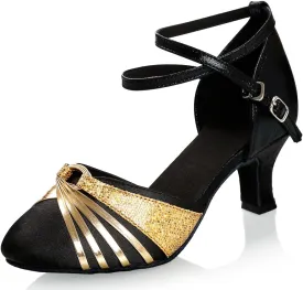 iCKER Womens Latin Dance Shoes Heeled Ballroom Salsa Tango Party Sequin Dance Shoes