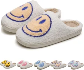 KEYUSHOP Happy Face Slippers for Kids Smile Face House Slippers Soft Plush Warm Preppy Slipper Anti-Slip Winter Fuzzy House Shoes for Toddler Girls