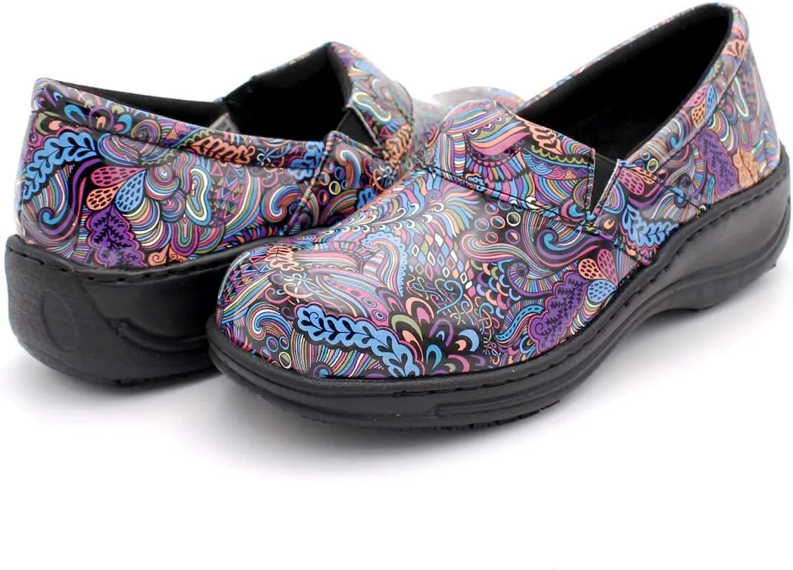 Laforst Womens 7003 PU First Slip Resistant Nursing Shoes Waitress Waiter Work Shoes Manmade Upper Slip on Clog