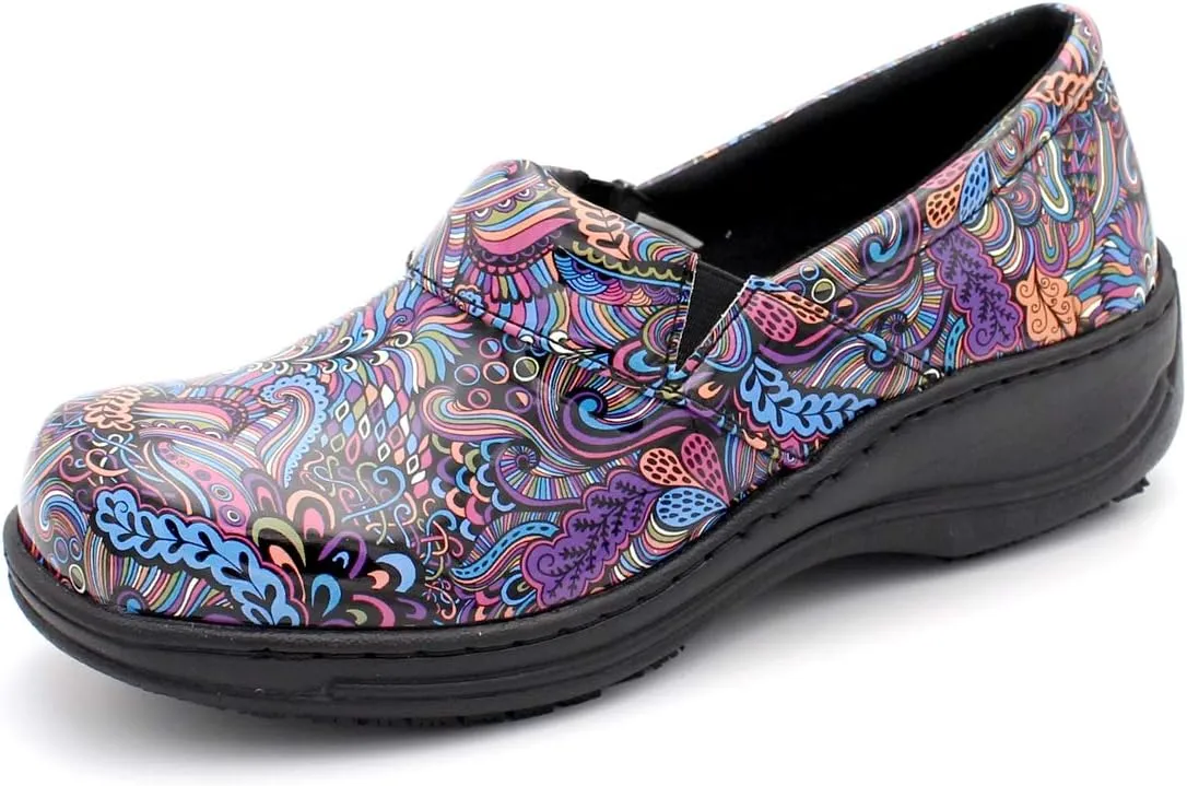 Laforst Womens 7003 PU First Slip Resistant Nursing Shoes Waitress Waiter Work Shoes Manmade Upper Slip on Clog