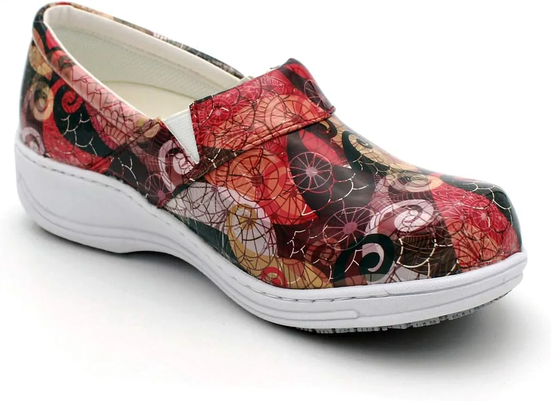 Laforst Womens 7003 PU First Slip Resistant Nursing Shoes Waitress Waiter Work Shoes Manmade Upper Slip on Clog