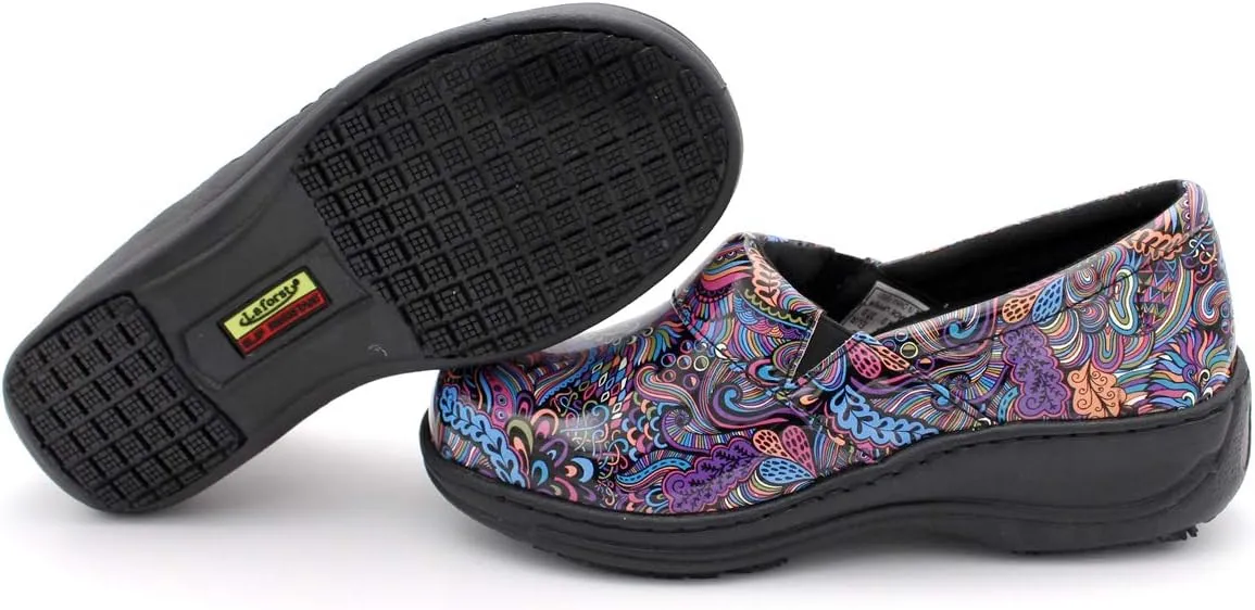 Laforst Womens 7003 PU First Slip Resistant Nursing Shoes Waitress Waiter Work Shoes Manmade Upper Slip on Clog