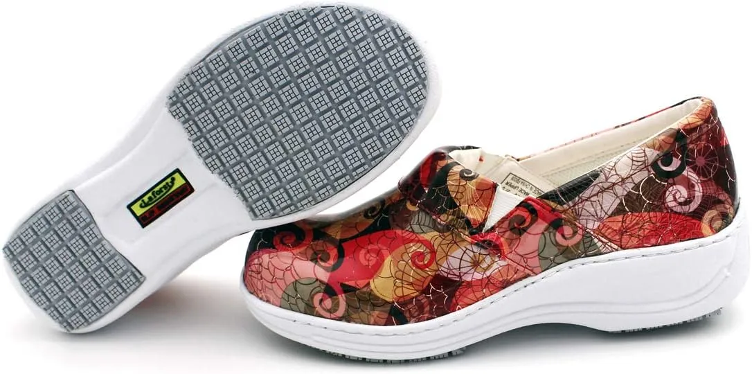 Laforst Womens 7003 PU First Slip Resistant Nursing Shoes Waitress Waiter Work Shoes Manmade Upper Slip on Clog