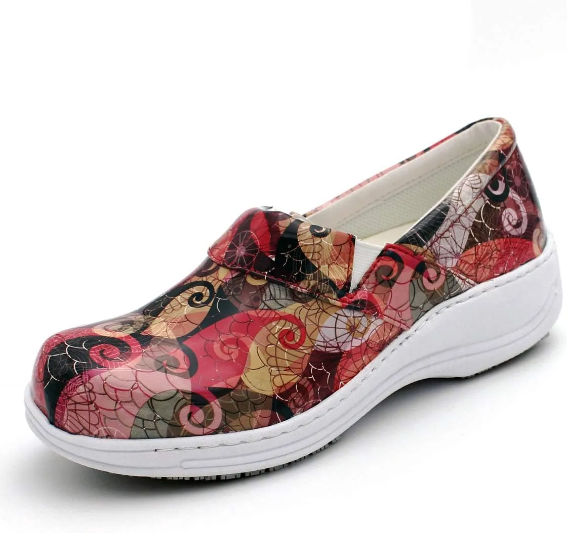 Laforst Womens 7003 PU First Slip Resistant Nursing Shoes Waitress Waiter Work Shoes Manmade Upper Slip on Clog