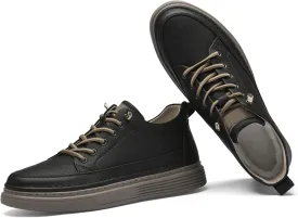 Men's Invisible Height Increasing Elevator Shoes 2.5 Inches Taller Height Sneakers Leather Casual Shoes with Breathable or Plush Lining