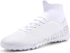 Men's Soccer Cleats Football Shoes with High-Tops Lace-Up Spikes Indoor Firm Ground Turf Training Exercise Futsal Boots