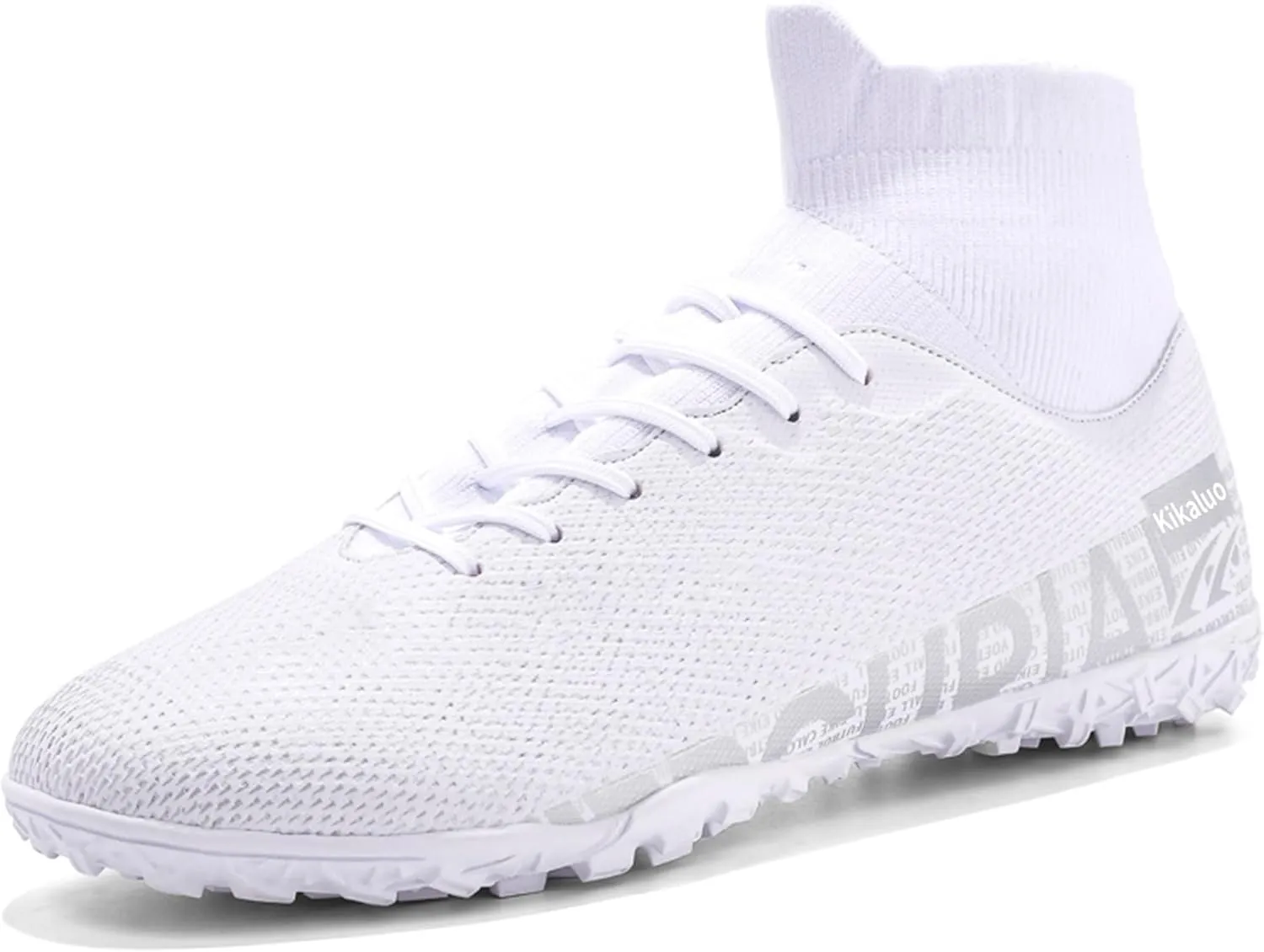 Men's Soccer Cleats Football Shoes with High-Tops Lace-Up Spikes Indoor Firm Ground Turf Training Exercise Futsal Boots