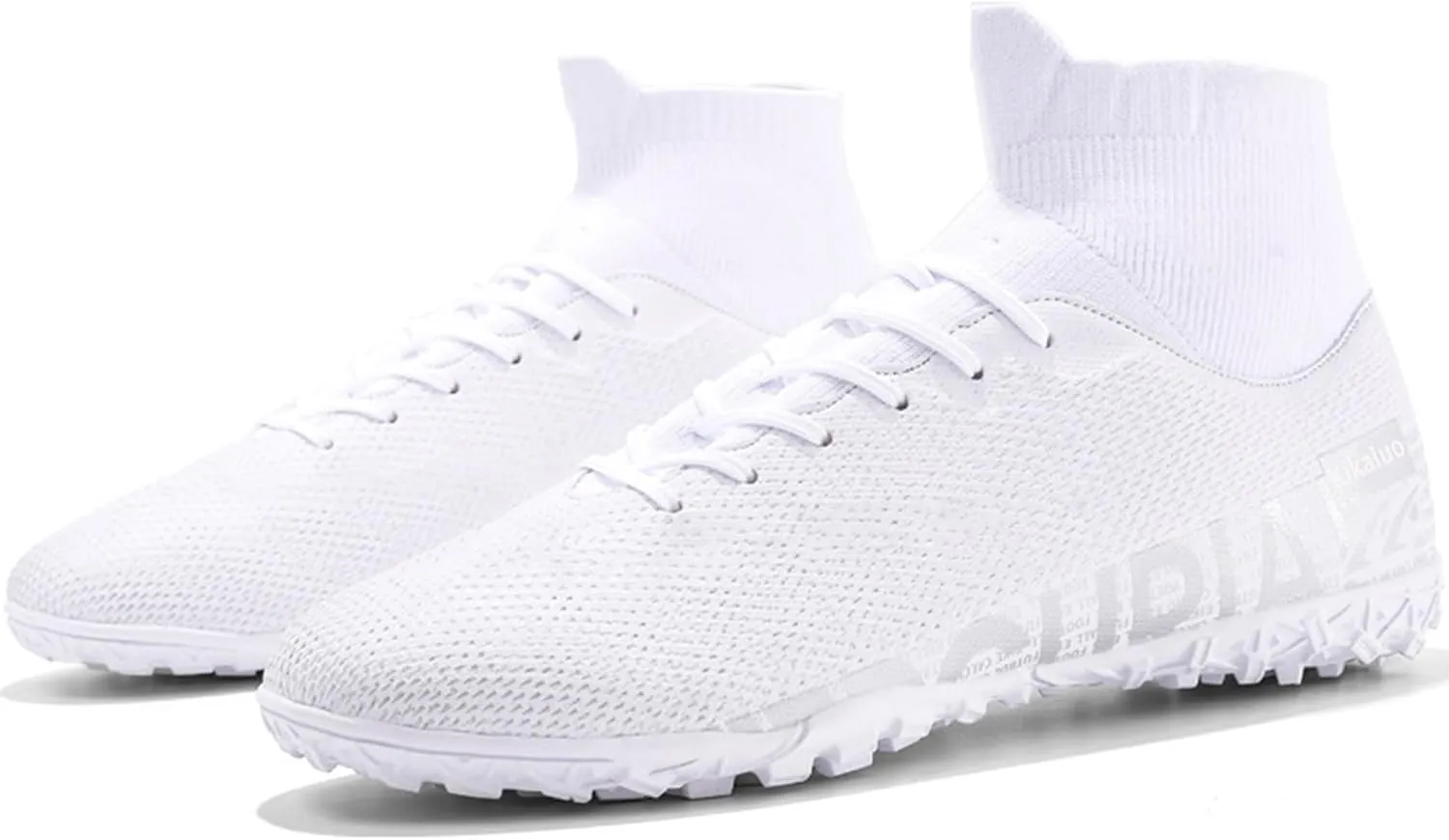 Men's Soccer Cleats Football Shoes with High-Tops Lace-Up Spikes Indoor Firm Ground Turf Training Exercise Futsal Boots
