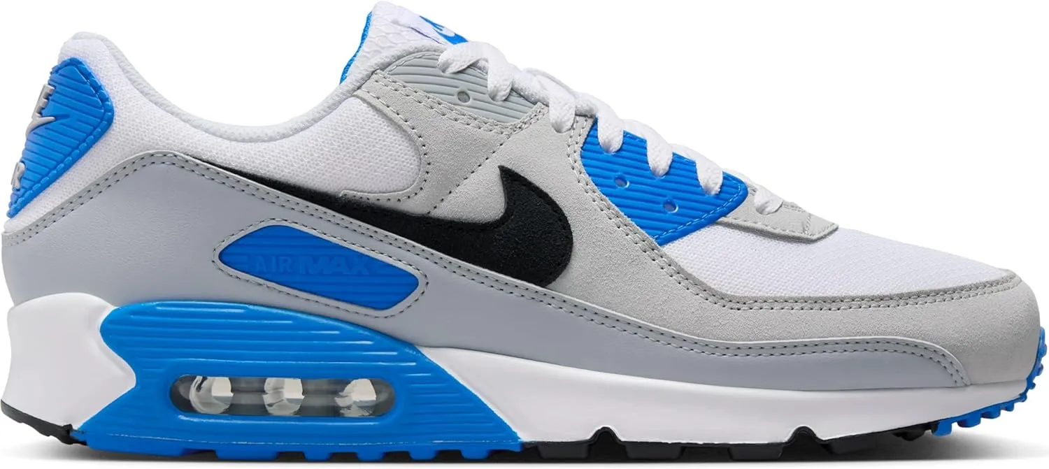 Nike Air Max 90 Men's Shoes (FN6958-102, White/Photo Blue/Pure Platinum/Black)
