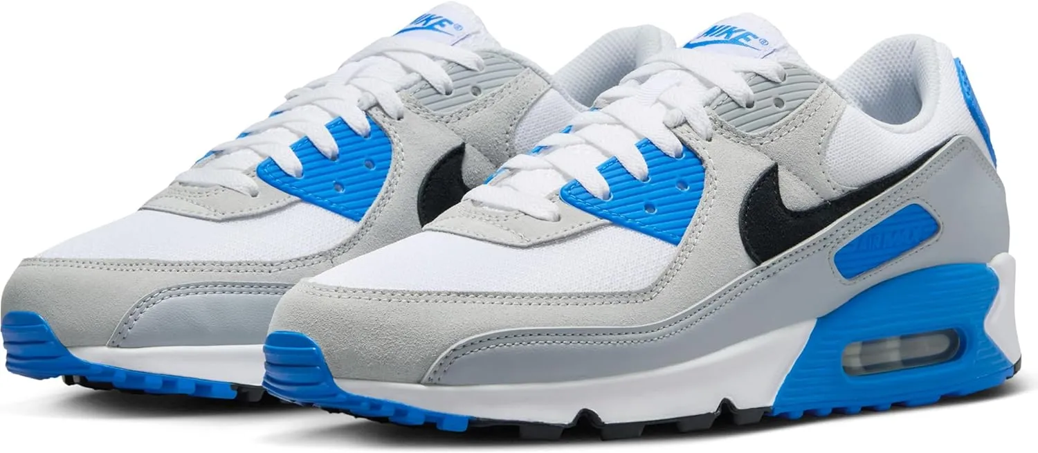 Nike Air Max 90 Men's Shoes (FN6958-102, White/Photo Blue/Pure Platinum/Black)