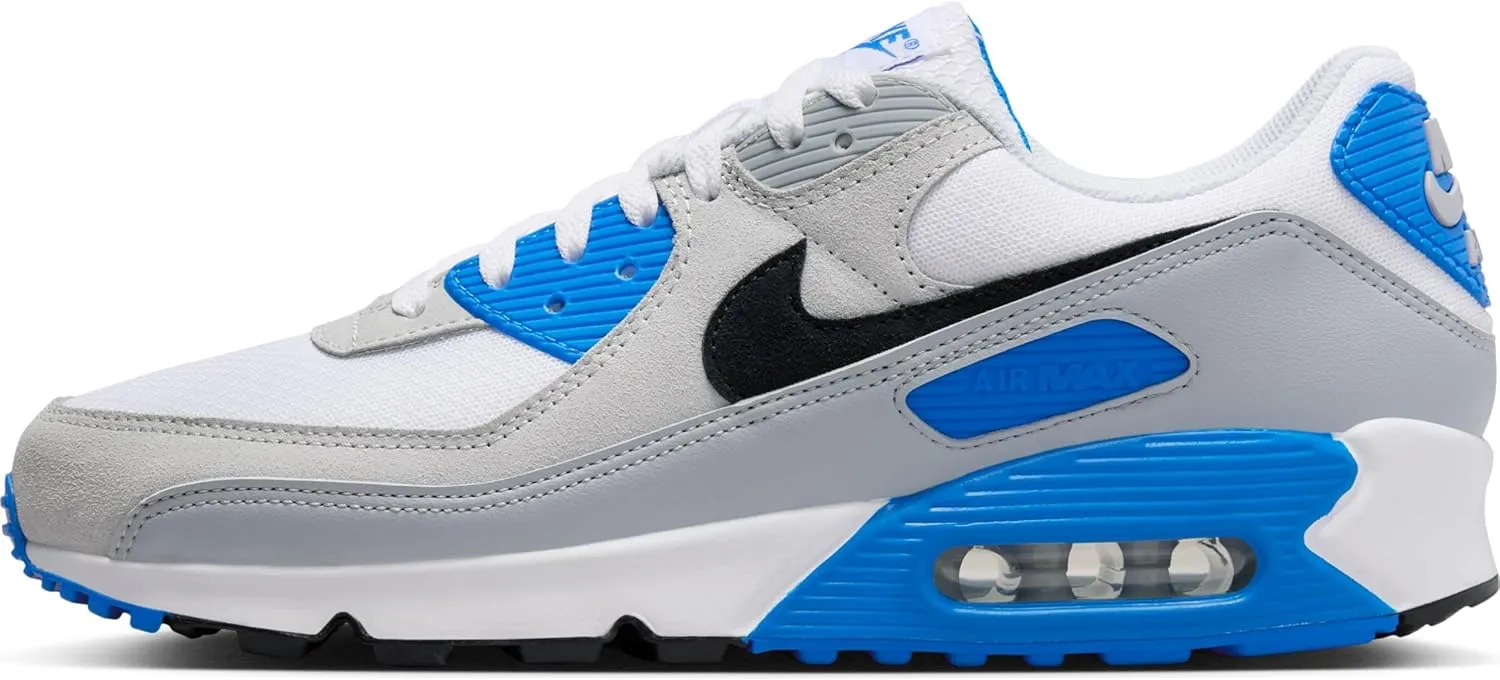 Nike Air Max 90 Men's Shoes (FN6958-102, White/Photo Blue/Pure Platinum/Black)