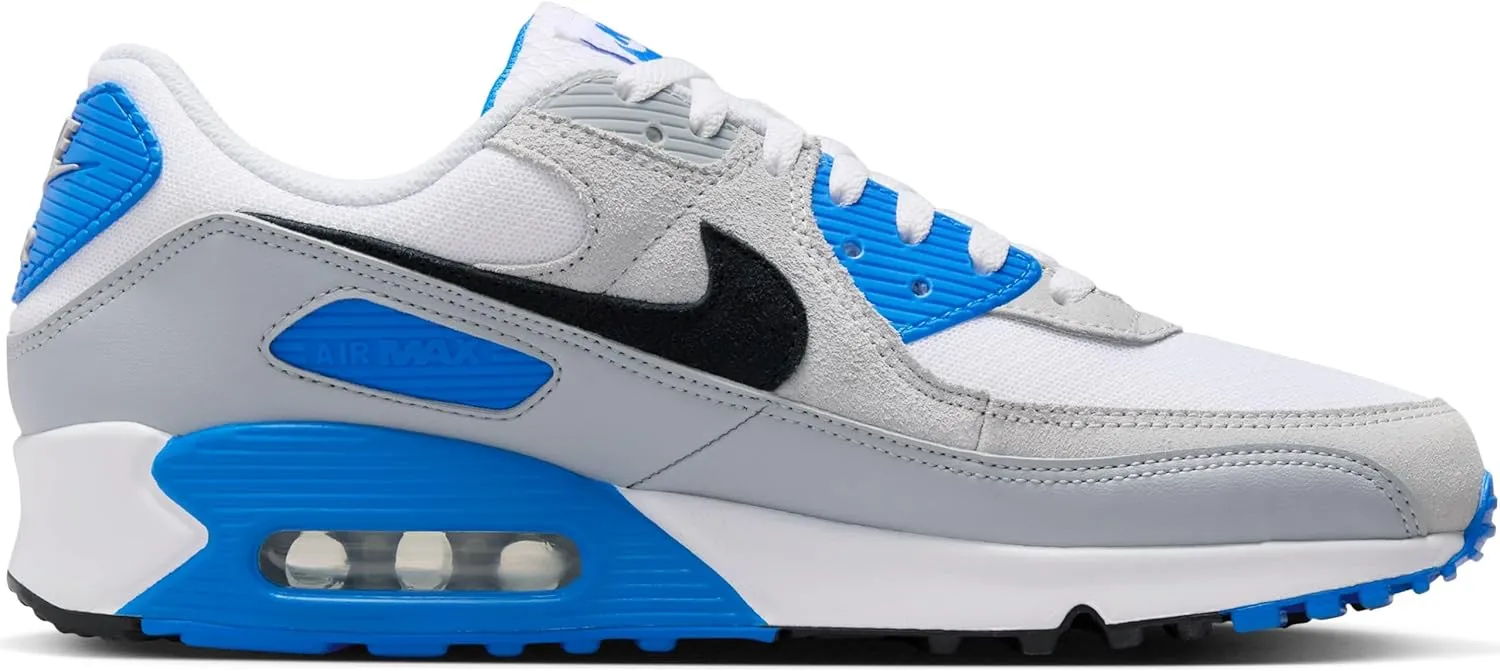 Nike Air Max 90 Men's Shoes (FN6958-102, White/Photo Blue/Pure Platinum/Black)