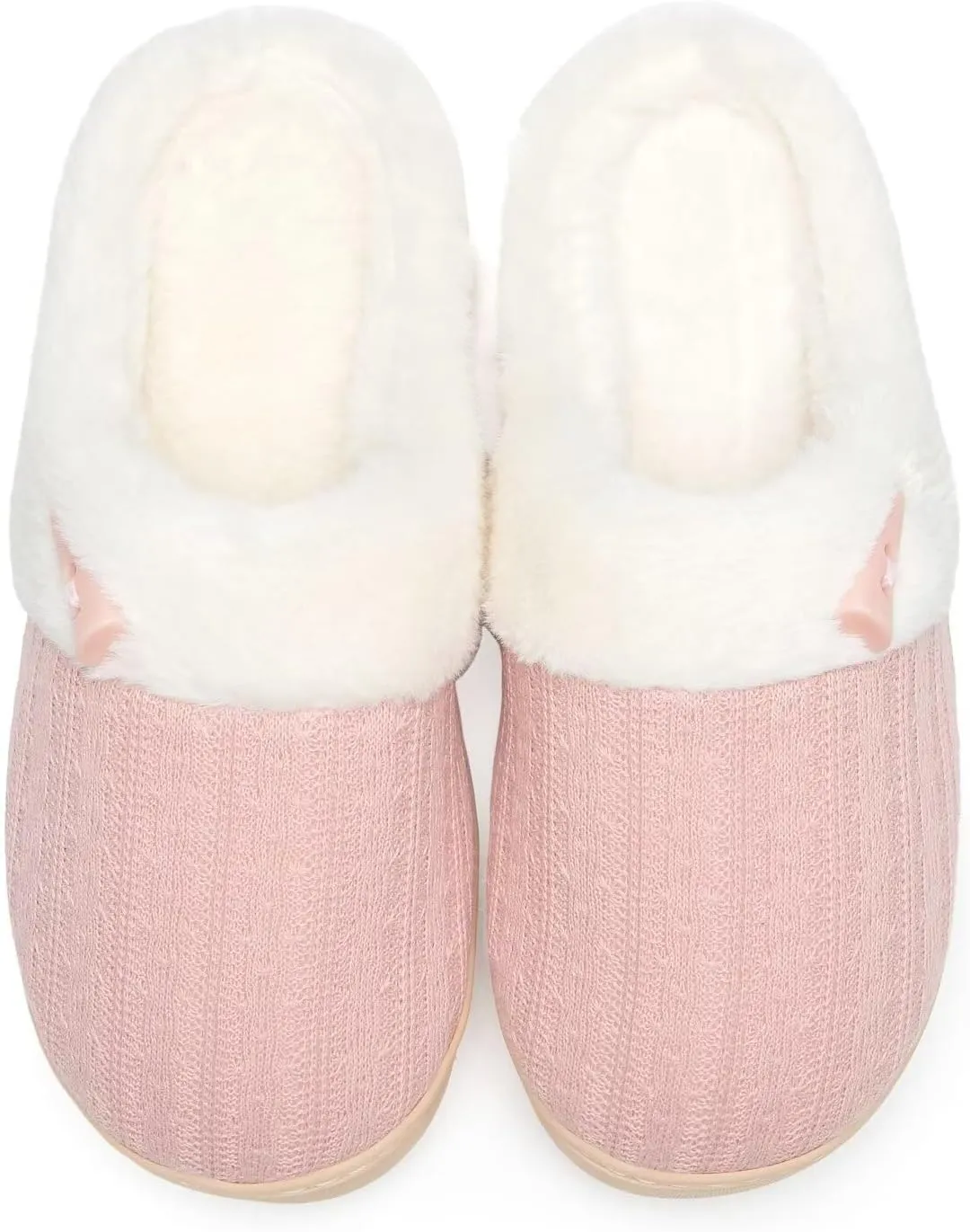 NineCiFun Women's Slip on Fuzzy House Slippers Memory Foam Slippers Scuff Outdoor Indoor Warm Plush Bedroom Shoes with Faux Fur Lining