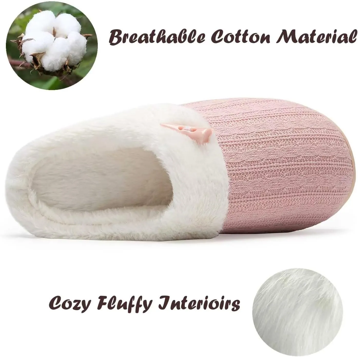 NineCiFun Women's Slip on Fuzzy House Slippers Memory Foam Slippers Scuff Outdoor Indoor Warm Plush Bedroom Shoes with Faux Fur Lining