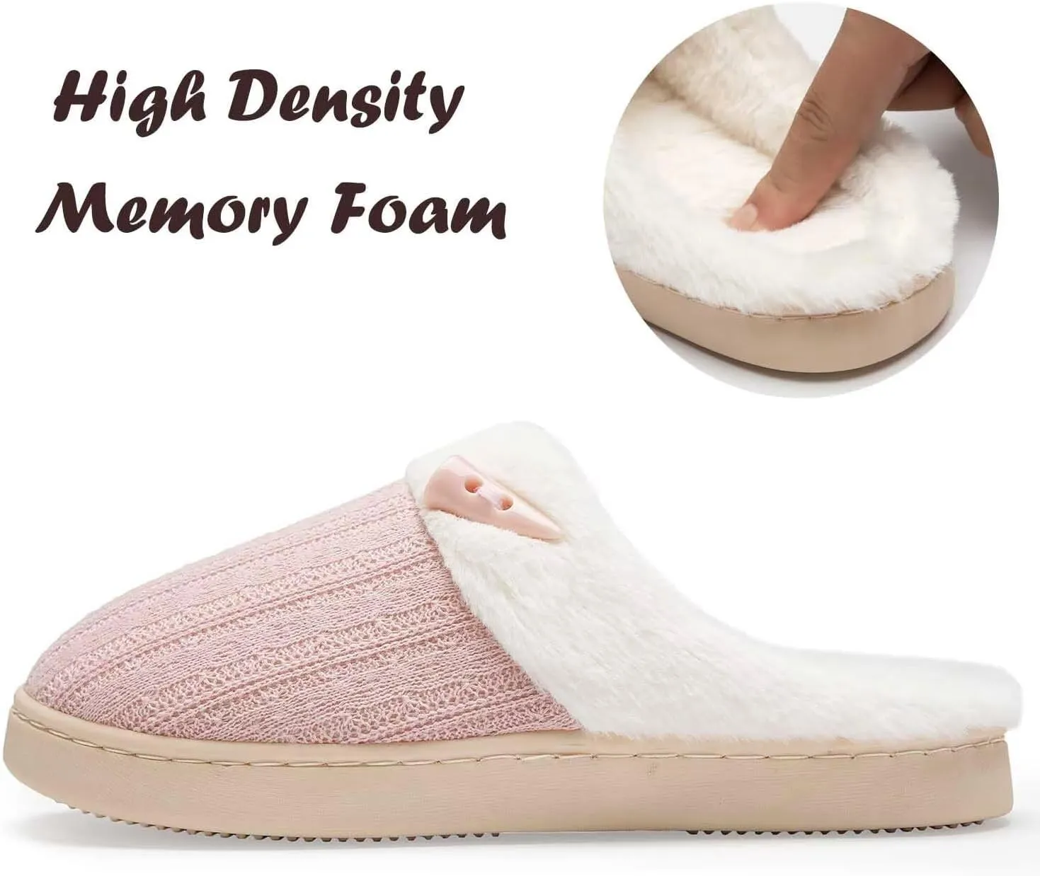 NineCiFun Women's Slip on Fuzzy House Slippers Memory Foam Slippers Scuff Outdoor Indoor Warm Plush Bedroom Shoes with Faux Fur Lining