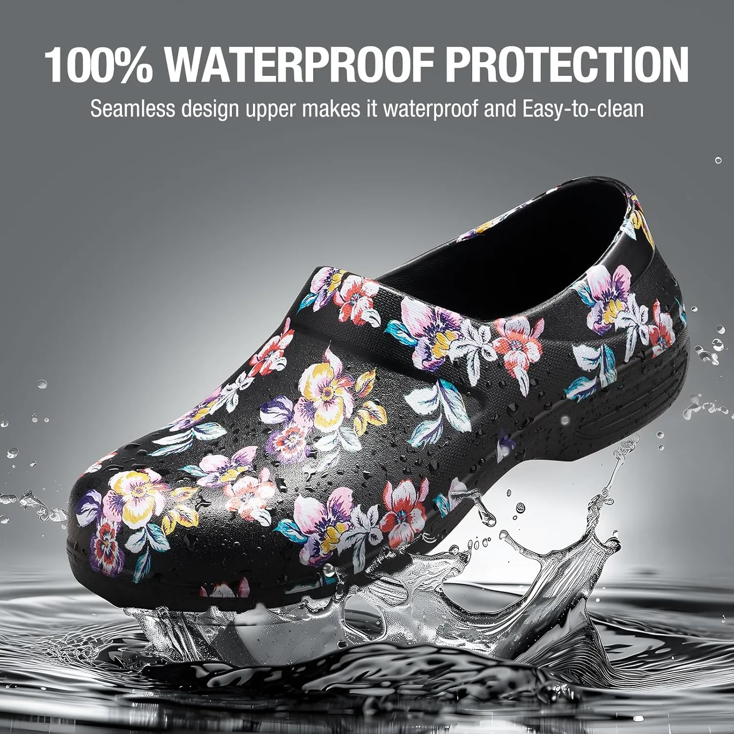 NINGO Slip Resistant Work Shoes for Women, Non Slip Chef Shoes, Waterproof & Easy to Clean, Comfortable Lightweight Women's Clogs, Nurse Shoes for Food Service, Healthcare, Gardening