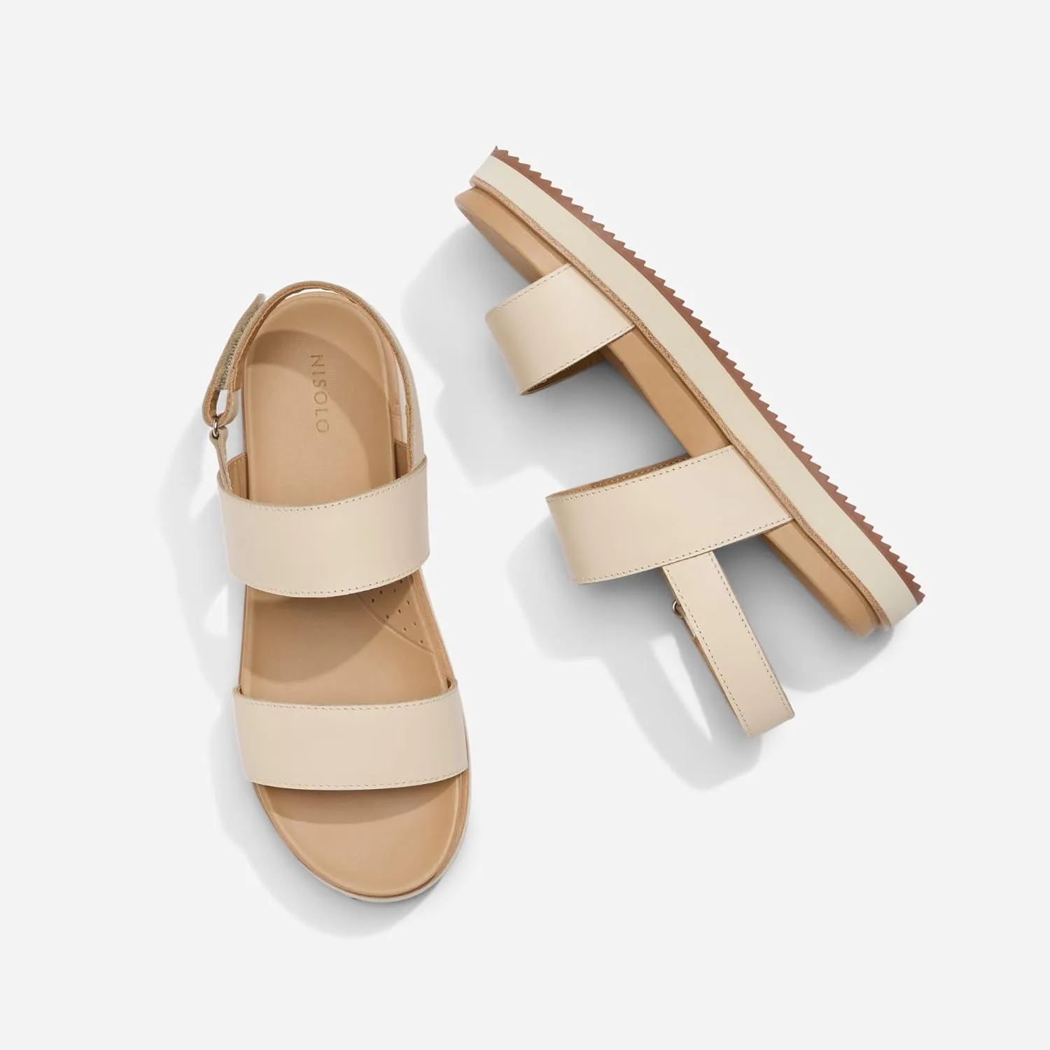 Nisolo Women's Go-To Flatform Sandals, Summer/Spring Casual, 1" Added Height, Soft Interior Lining, Memory Foam Insoles for Comfort, Easy Hook & Loop Closure, True to Size
