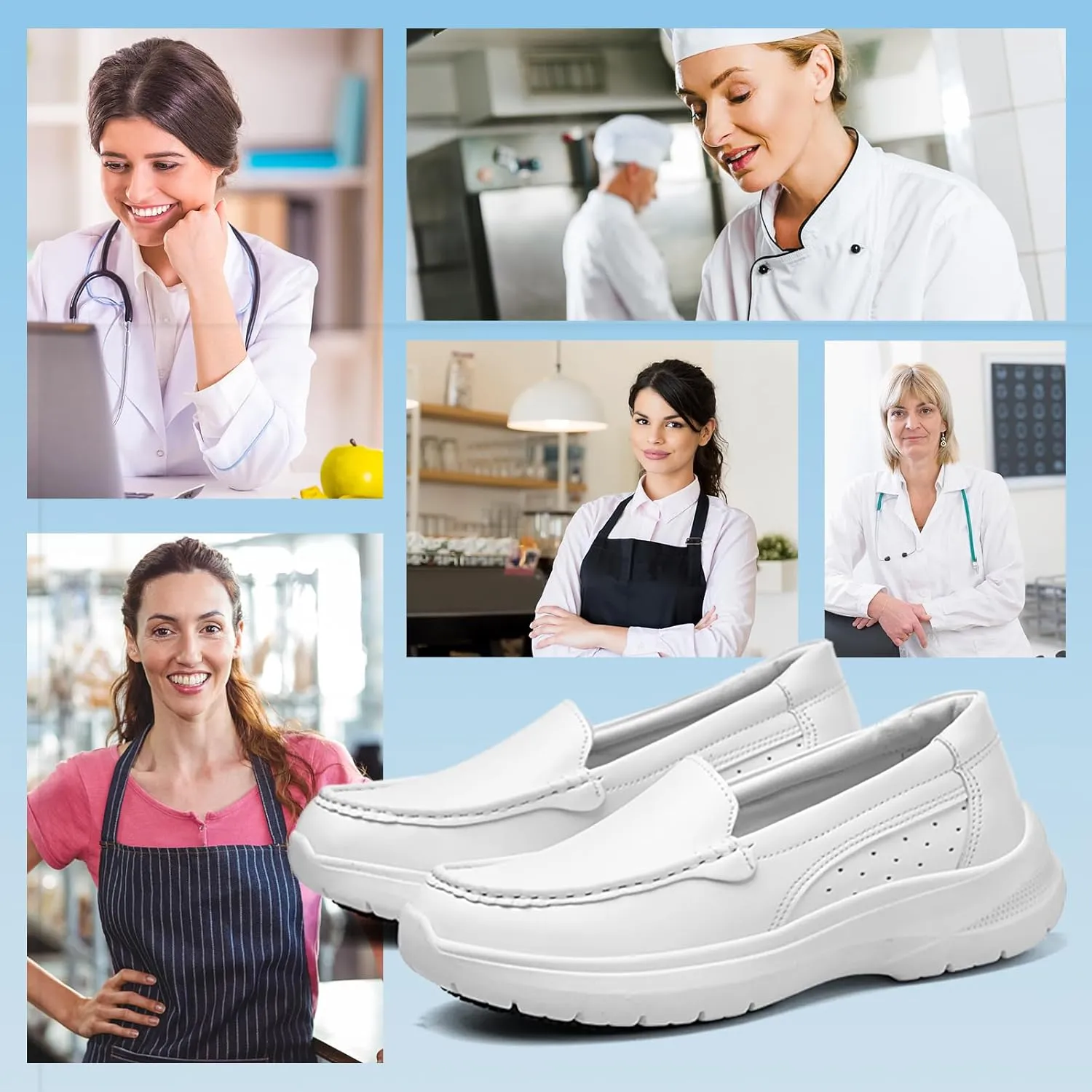 Non-Slip Nursing Shoes for Women in Food Service - Lightweight, Comfortable, Suitable for Restaurant, Crew, and Medical Work