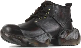 OSSTONE Vintage Fashion Sneakers for Men lace-up Leather Retro Moto Chukka Boots Casual Shoes OS-5008-S-1-US-R
