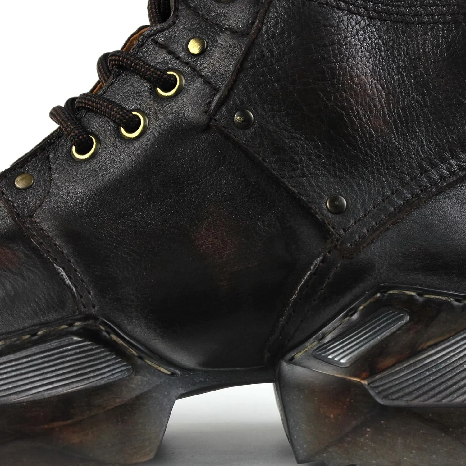 OSSTONE Vintage Fashion Sneakers for Men lace-up Leather Retro Moto Chukka Boots Casual Shoes OS-5008-S-1-US-R