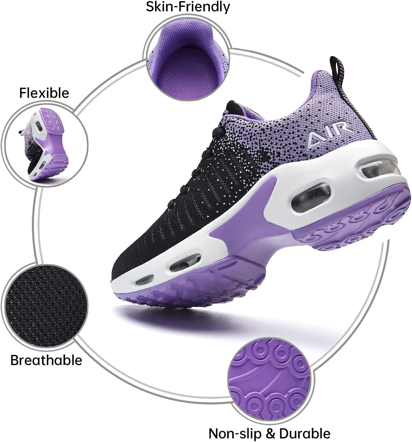 QAUPPE Womens Fashion Lightweight Air Sports Walking Sneakers Breathable Gym Jogging Running Tennis Shoes US 5.5-11 B(M)