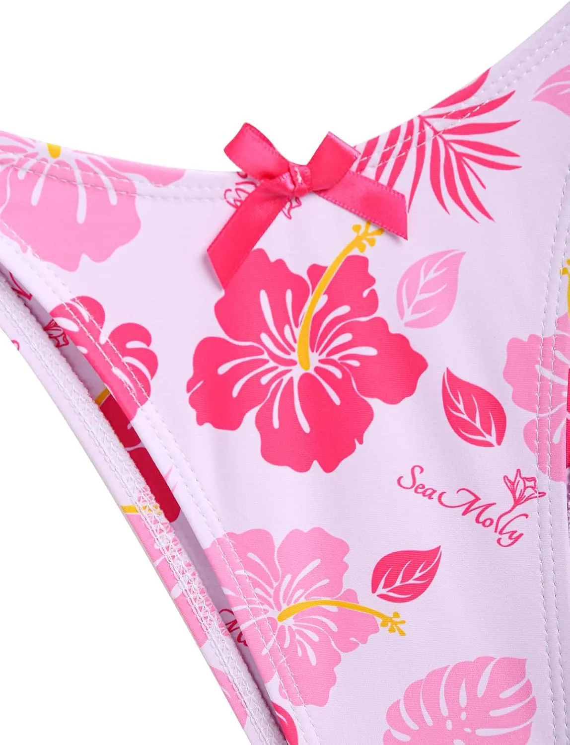 seamoly Women's Tankini Sets Sexy Open Back Two Piece Swimsuit High Cut Side Tie Thong Bathing Suit Floral Gingham Bikini