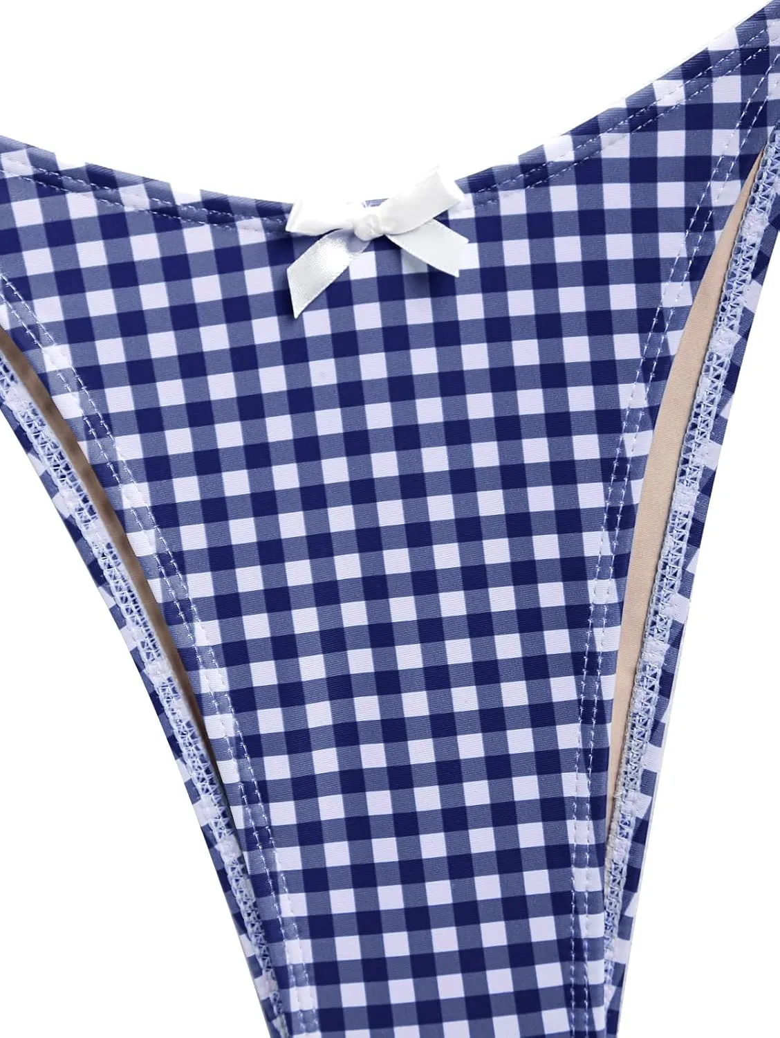 seamoly Women's Tankini Sets Sexy Open Back Two Piece Swimsuit High Cut Side Tie Thong Bathing Suit Floral Gingham Bikini