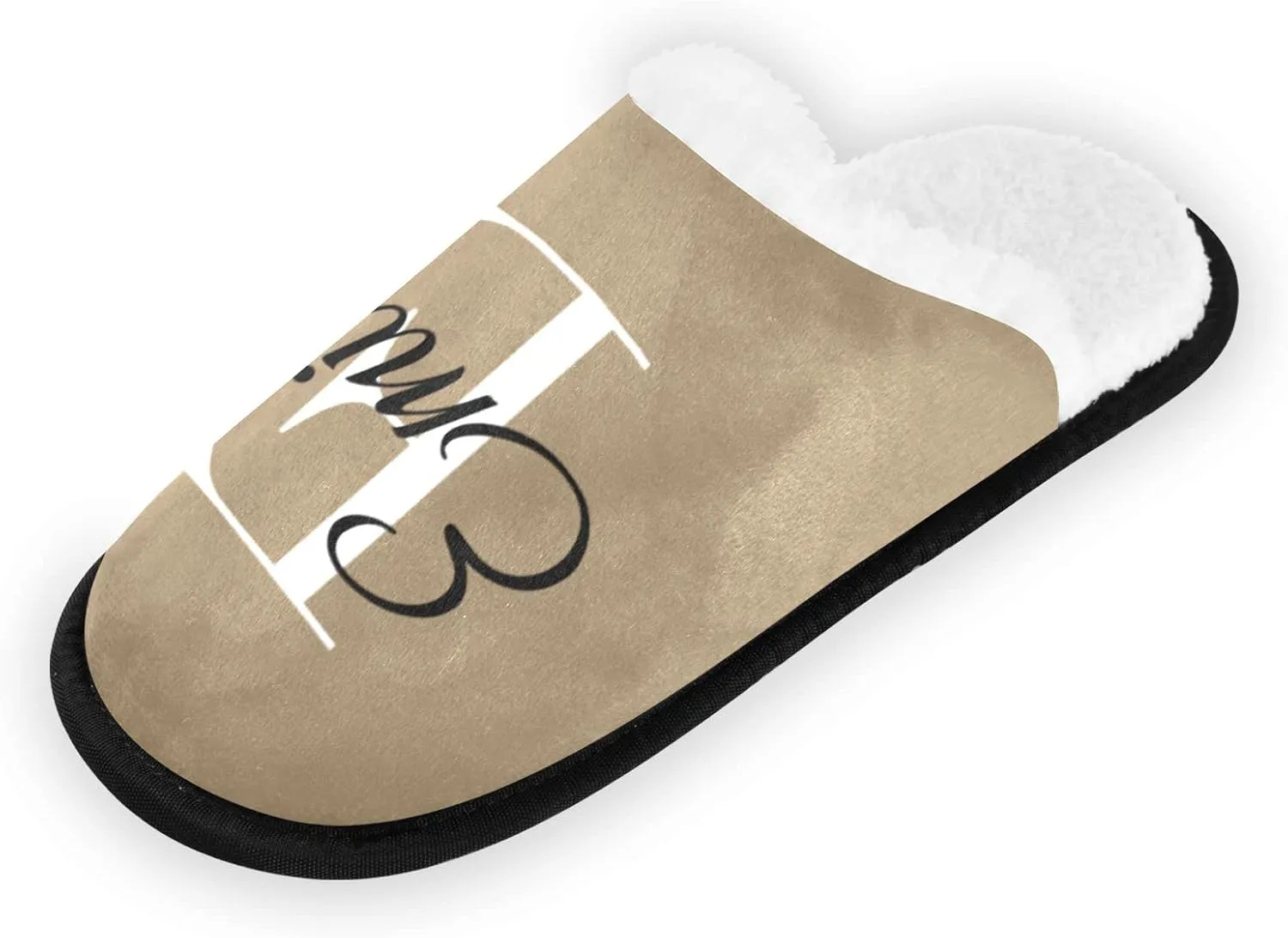 Sinestour Khaki Unisex-Adult Fuzzy Slippers - Men's & Women's - M & L - Coral Fleece Lining - Non-Slip Anti-Noise Sole - Indoor/Outdoor - Machine Washable