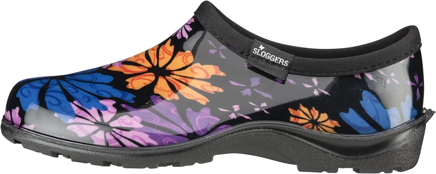 Sloggers Original Waterproof Rain and Garden Shoe for Women Outdoor Slip-On Garden Clog - Made in The USA with Premium Comfort Insole and Arch Support - Flower Power, Size 9