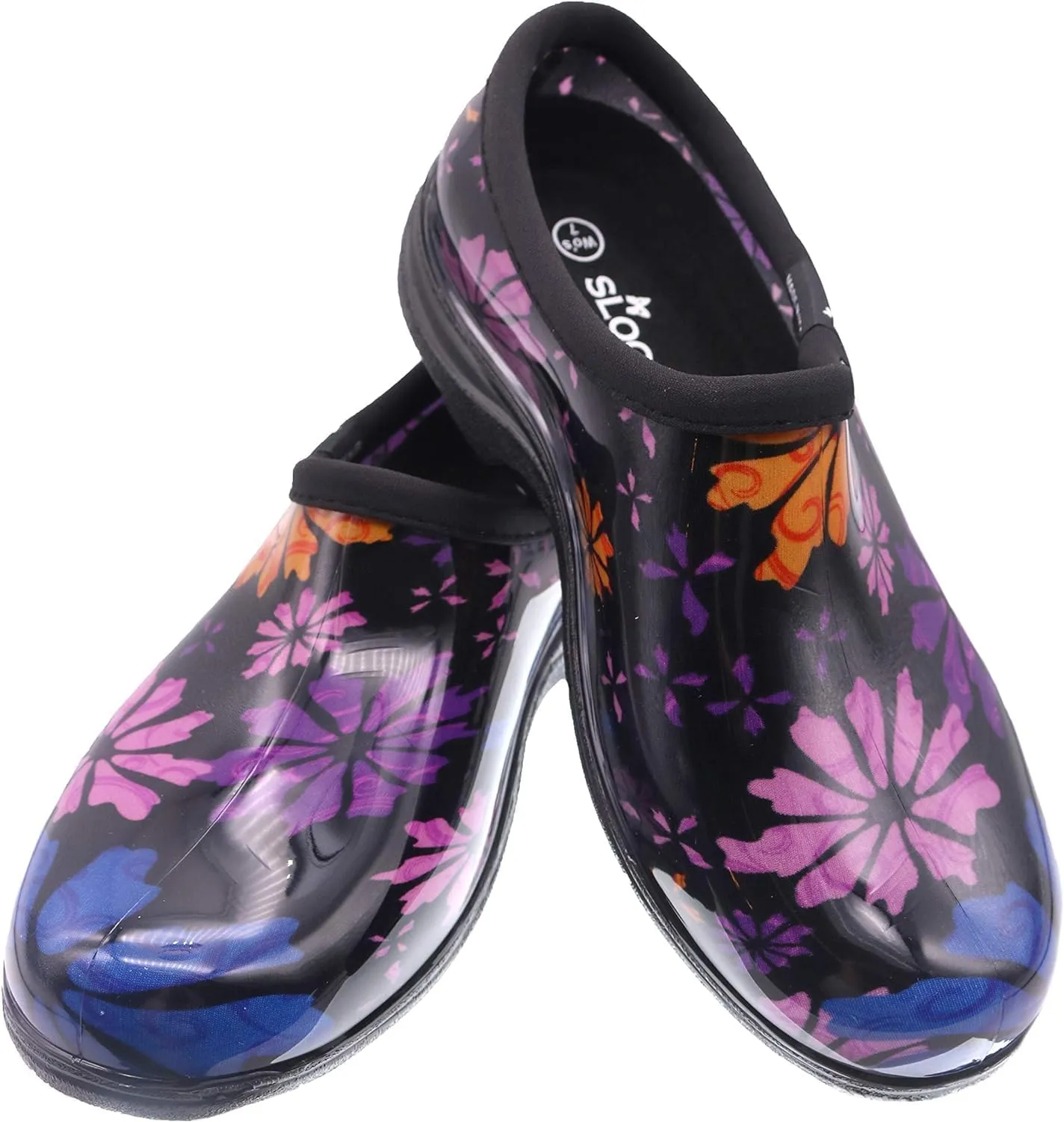 Sloggers Original Waterproof Rain and Garden Shoe for Women Outdoor Slip-On Garden Clog - Made in The USA with Premium Comfort Insole and Arch Support - Flower Power, Size 9