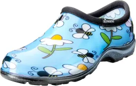 Sloggers Original Waterproof Rain and Garden Shoe for Women Outdoor Slip-On Garden Clog - Made in The USA with Premium Comfort Insole and Arch Support - Lt Blue Bee Print, Size 8